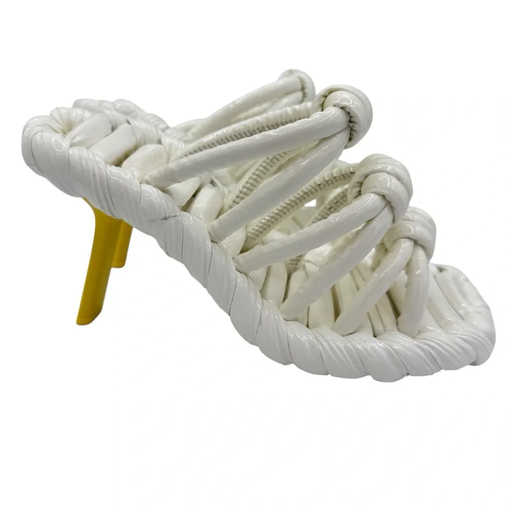 Loewe Petal Knot Leather 90 Sandals White Yellow Size 38 / 8